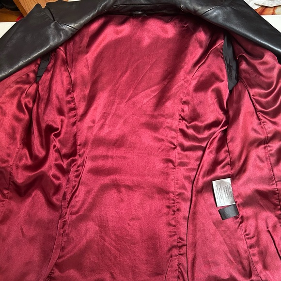 Vintage WILSONS LEATHER Black Jacket Red Lining Button Closure Size Large Unisex - Picture 13 of 16